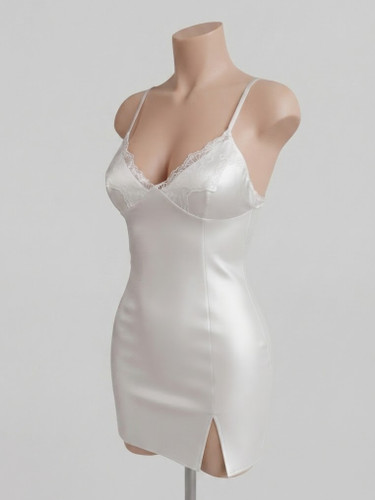 لباس خواب ساتن سفید Lorenza 2763.4